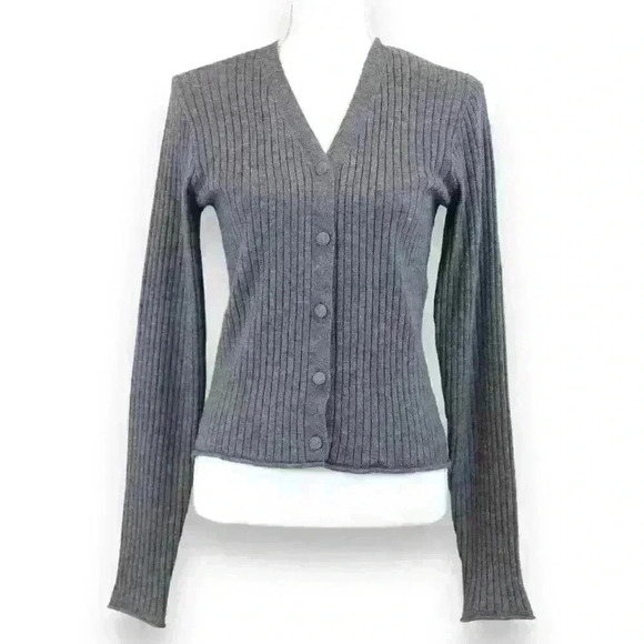 7 For All Mankind Gray Midi Sweater Tank Dress & Matching Cardigan Size Small - Picture 2 of 14